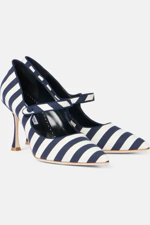 Manolo Blahnik Pumps Mary Jane Campari 90 a righe