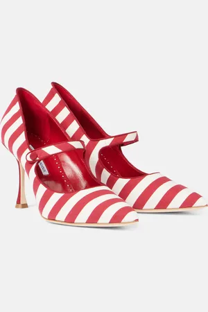 Manolo Blahnik Pumps Mary Jane Campari a righe