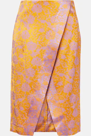 DRIES VAN NOTEN Gonna midi in jacquard di raso