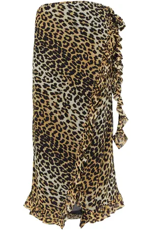 Ganni Gonna midi con stampa leopardata