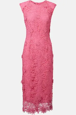 MONIQUE LHUILLIER Abito midi Hibiscus in pizzo