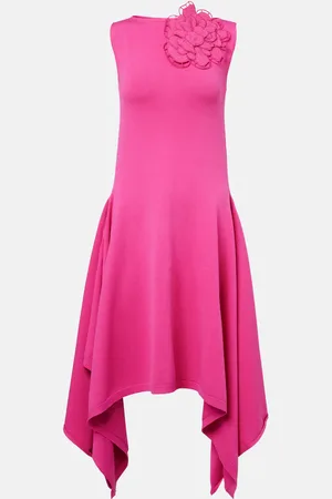 Oscar de la Renta Abito midi asimmetrico con applicazione floreale