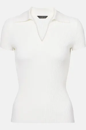 Balenciaga Polo in maglia di misto lana a coste