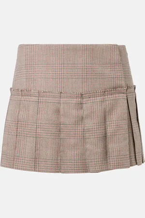 Alexander McQueen Minigonna Heritage Check in lana