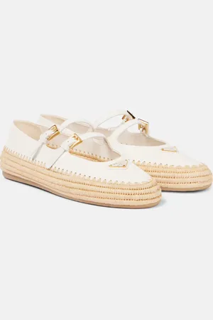 Prada Ballerine Mary Jane in pelle e rafia