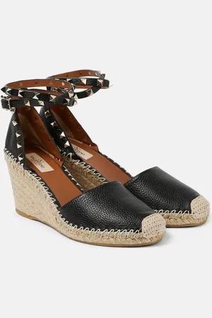 VALENTINO GARAVANI Espadrillas Rockstud Double in pelle con zeppa