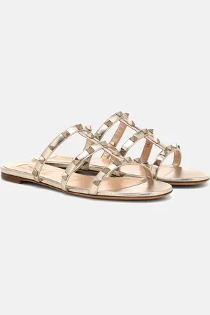 VALENTINO GARAVANI Sandali Rockstud in pelle metallizzata