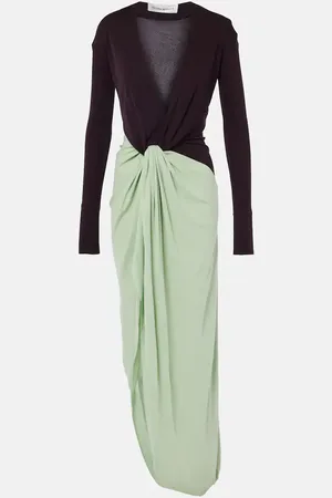 Victoria Beckham Abito lungo in jersey con ruches