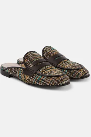 Gianvito Rossi Slippers in tweed con bouclé