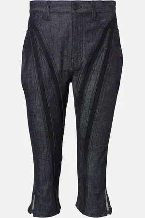 MUGLER Jeans cropped con mesh