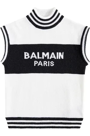 Balmain Gilet in lana e cashmere con logo