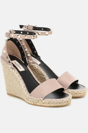 VALENTINO GARAVANI Espadrillas Rockstud Double in pelle con zeppa