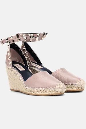 VALENTINO GARAVANI Espadrillas Rockstud Double in pelle con zeppa