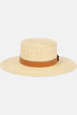 Gucci Cappello GG in paglia con pelle