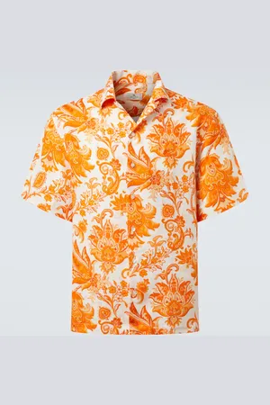 Etro Camicia bowling in lino con stampa