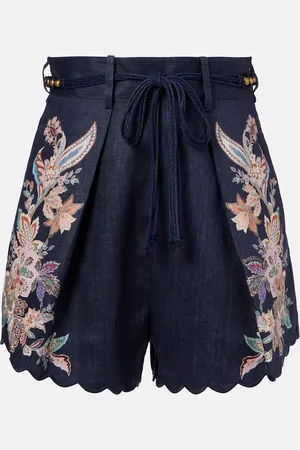ZIMMERMANN Shorts Rhiannon in lino con ricamo