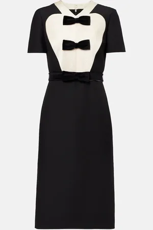 VALENTINO Abito midi in crêpe couture con fiocco