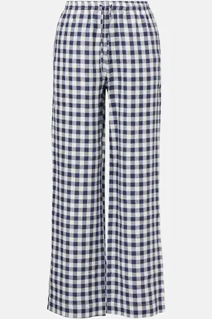 ASCENO Pantaloni Aurelia in lino a quadretti
