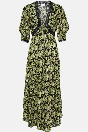 RIXO London Abito midi Amina con pizzo