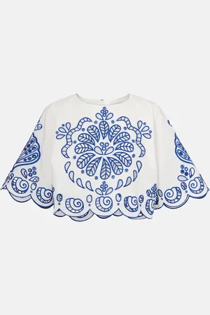 Farm Rio Top cropped in cotone con ricamo