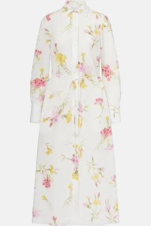 Erdem Abito chemisier in seersucker di cotone con stampa floreale