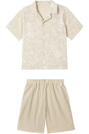 Il gufo Camicia e shorts in misto cotone