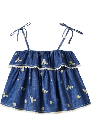 ZIMMERMANN Tank top di jeans Lucky con ricamo