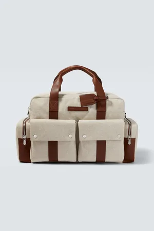 Brunello Cucinelli Borsa da viaggio in canvas con pelle