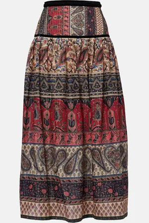 VALENTINO Gonna midi in mousseline di cotone