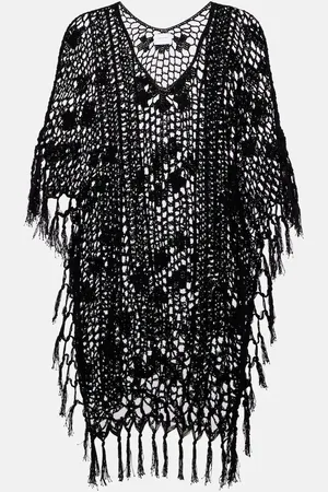 ANNA KOSTUROVA Caftano in crochet di cotone con frange
