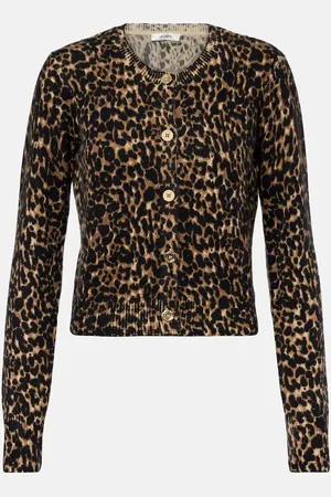 Frame Cardigan in cashmere con stampa leopardata