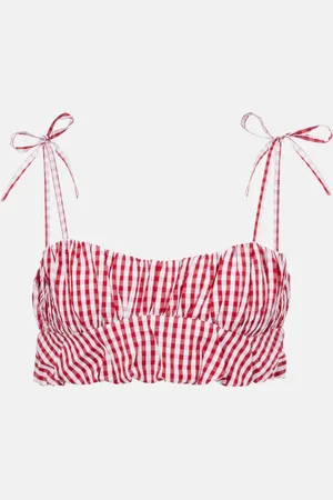 FAITHFULL THE BRAND Top cropped Mira in popeline di cotone a quadretti