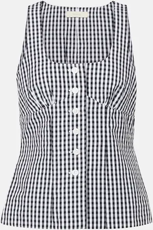 FAITHFULL THE BRAND Top in popeline di cotone a quadri
