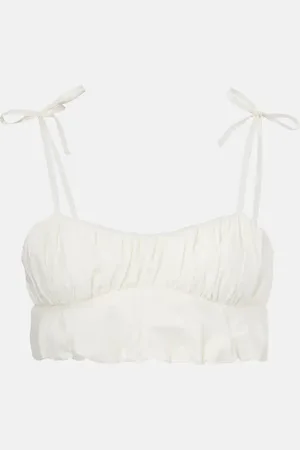 FAITHFULL THE BRAND Top cropped in popeline di cotone