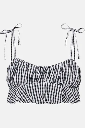 FAITHFULL THE BRAND Top in popeline di cotone a quadri