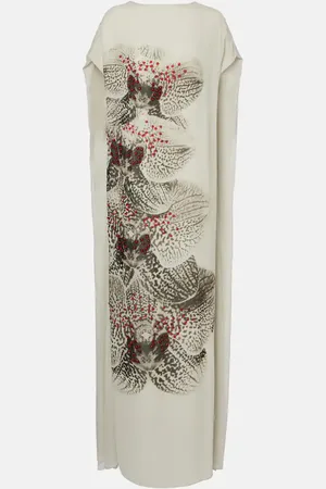 DRIES VAN NOTEN Abito lungo in georgette di seta