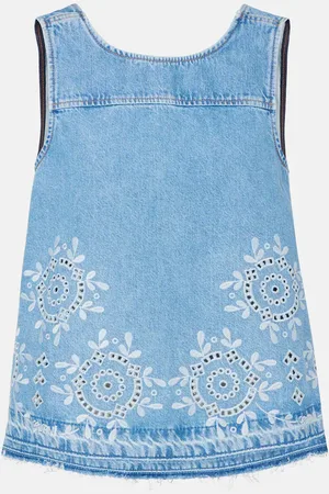 Ganni Top di jeans con sangallo