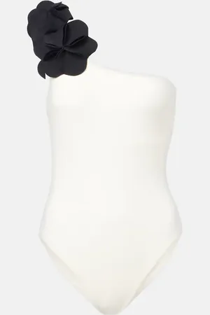 Karla Colletto Costume intero monospalla Tess con applicazioni floreali