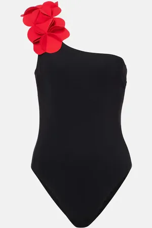 Karla Colletto Costume intero monospalla Tess con applicazioni floreali