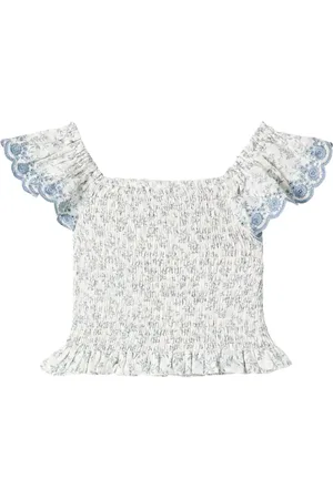 Rylee + Cru Top Zayla in cotone con stampa floreale
