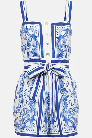 Farm Rio Jumpsuit corta in misto lino con stampa