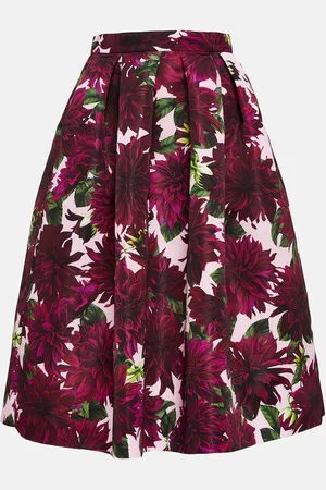 Oscar de la Renta Gonna midi Dahlia in faille con stampa