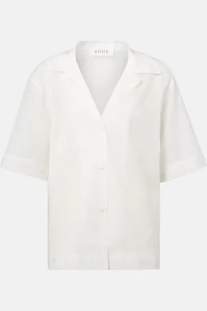 Rohe Róhe Camicia in organza di cotone semitrasparente con stampa floreale