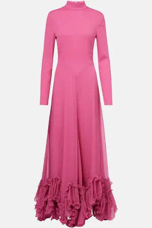 ROTATE Abito lungo in chiffon con ruches