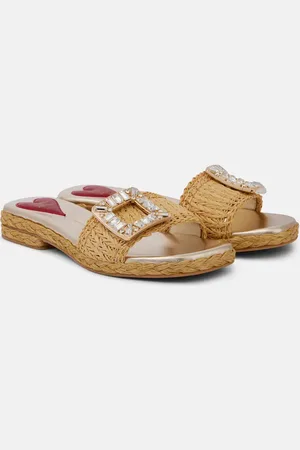 Roger Vivier Mules in rafia con cristalli