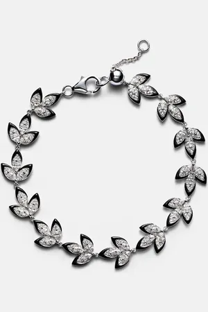 Kamyen Bracciale Enamel Leaf in oro bianco 18kt con diamanti