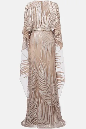 Elie saab Abito lungo in tulle con ricamo