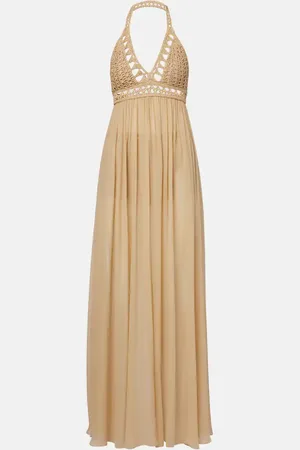 Elie saab Abito lungo in crochet di cotone e seta
