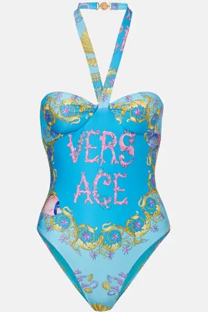 VERSACE Costume intero con scollo all’americana e stampa