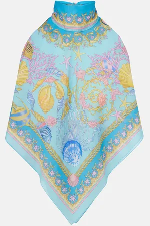 VERSACE Top in cotone e seta con stampa
